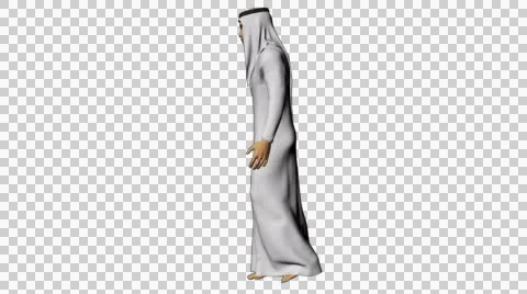 4K UHD Arabic Man Walking Lateral white Scarf Stock Footage 50216628