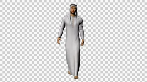 4K UHD Arabic Man Walking White Scarf Stock Footage 50216669