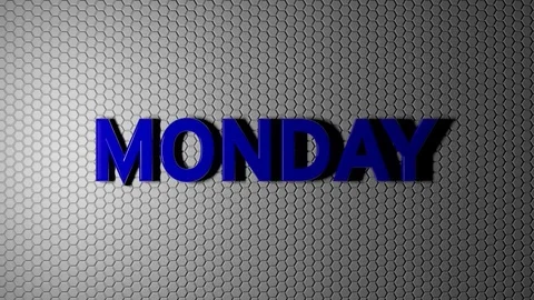 4K UHD Blue Monday on Grey Hex Background - Interstate Mono font Stock Footage
