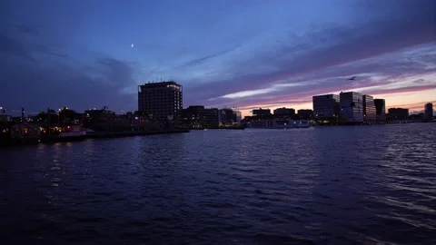 4K-UHD: Boad trip over Ij in Amsterdam, Netherland at night on Ferry Video stock 135319229