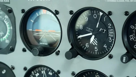4k, UHD close of Cessna 172 instrument panels before flight take off. Stock Footage 98008989