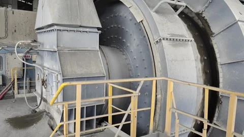 4K UHD Close-up of a Massive Rotating Industrial Mill in Factory Stock Footage 331993000