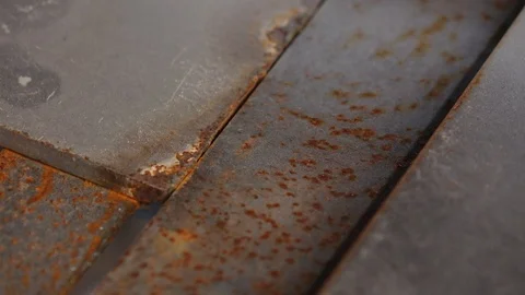 4K UHD Close Up of Weathered Rusty Steel Surface Stock Footage 108182730