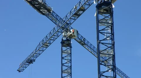 4K, UHD, Construction site with cranes, BlackMagic Production Camera Vídeos de archivo 48884020