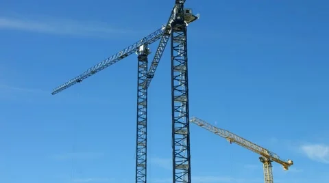 4K, UHD, Construction site with cranes, California, BlackMagic Production Camera 動画素材 48890417