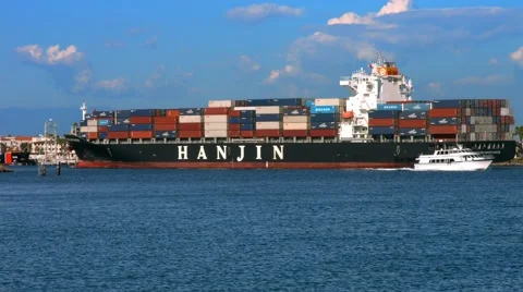 4K, UHD, Container Cargo Ship coming To ... | Stock Video | Pond5