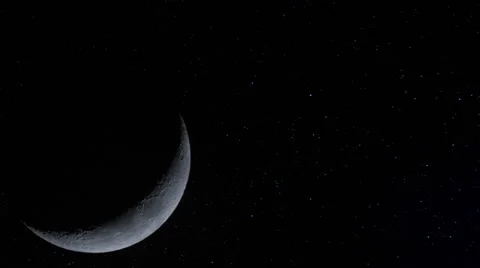 4k UHD crescent moon w stars time lapse 11336 Stock Footage 37289977
