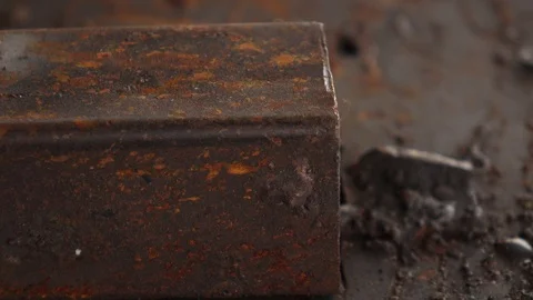 4K UHD Dark Rusty Metal Construction Scrap Stock Footage 108186250