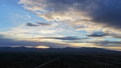 4K UHD Drone Timelapse: Fading Dusk Colors And Shifting Clouds Over Desert Mesa Stock Footage 337707512