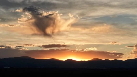 4K UHD Drone Timelapse: Post-Sunset Orange Horizon And Drifting Rain Cloud Over 스톡 동영상 337624645