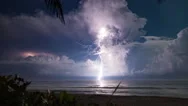 4K-Uhd Extreme Lightning Storm Timelapse Over The Ocean Under Moonlight Stock Footage
