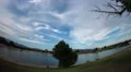 4K UHD fisheye view subtle whispy clouds dusk sky over lake 4k or 4k+ Resolution