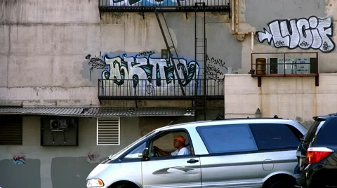 4K, UHD, Graffiti on the Wall in Los Angeles Downtown, California, BlackMagic Stock Footage 52307968