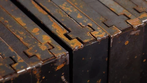 4K UHD Layered Rusty Metal Plates Texture Stock Footage 108189172