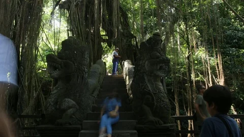 4K UHD long exposure time-lapse of tourists in a bridge in Bali, Indonesia Stock-Footage 98256754