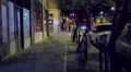 4K UHD looking down dark sidewalk night city downtown trees 4k or 4k+ Resolution
