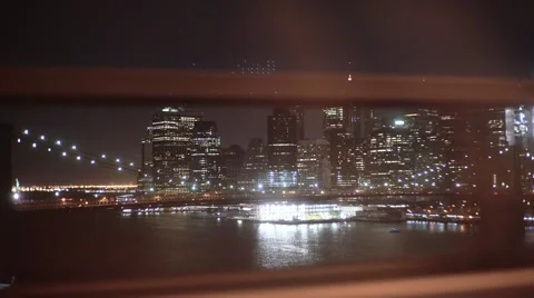 4K UHD Looking at NYC Skyline while Driving Across Bridge Stockbeeldmateriaal 67423872