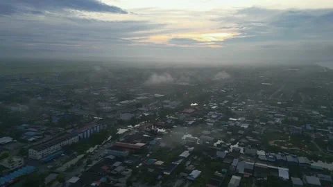 4K UHD low cloud over small town Stock Footage 227515772