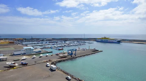 4k UHD morro jable harbour marina time lapse 11183 Stock Footage 32287399
