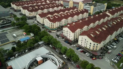 4K UHD parallel flight over shop lots Video stock 226893405