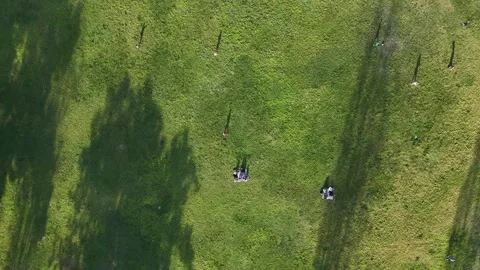 4K | UHD Park Overhead Around Sunset. Tall Shadows Vídeos de archivo 333311486