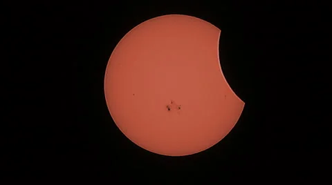 4K UHD partial solar eclipse October 2014 with sun spots time lapse medium shot Stock Footage 42969568