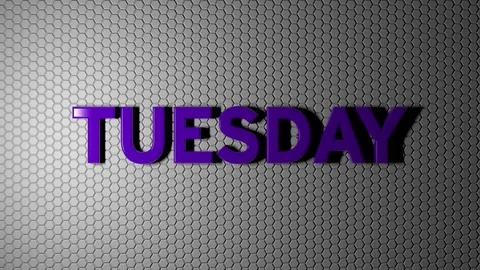 4K UHD Purple Tuesday on Grey Hex Background - Interstate Mono font Stock Footage