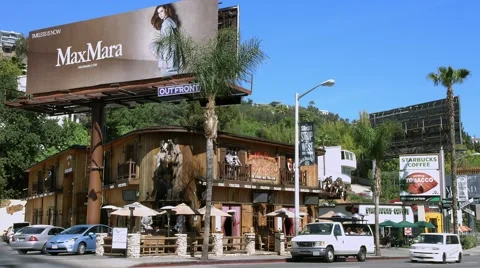 4K, UHD, Saddle Ranch Chop House food landmark on Sunset Strip, Los Angeles 库存影片 48848730