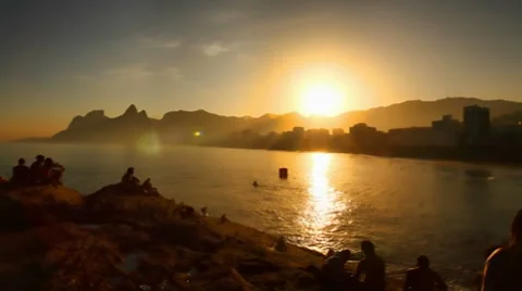 4K UHD Sunset on the beaches of Rio de Janeiro, time lapse Brazil Stock Footage 7900042