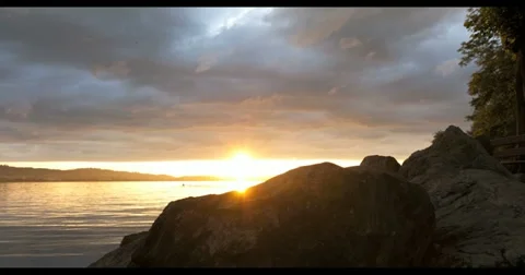 4K UHD Sunset motion Timelapse at lake Sempach Switzerland Video stock 11426119