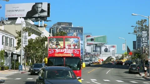 4K, UHD, Sunset Strip on Sunset Boulevard, Los Angeles, California 库存影片 48820782