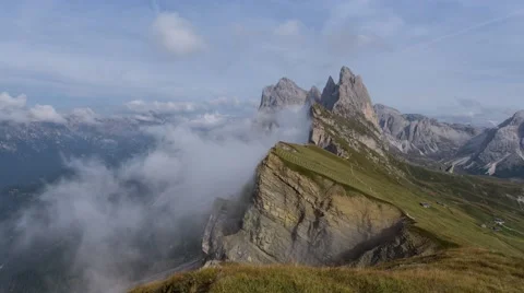 4k UHD time lapse clouds seceda geissler mountain summit wide pan 11550 스톡 동영상 43059678
