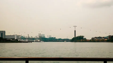 4k UHD time lapse video of Singapore cable car and Sentosa(TL-LAB 2) Stock Footage 39723642