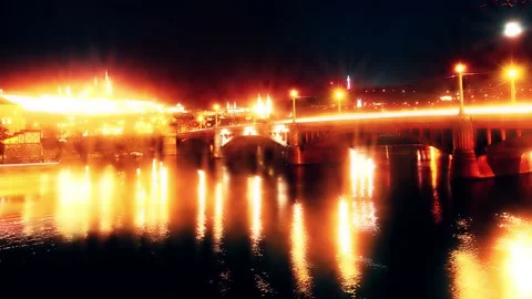 4k UHD timelapse at night with bridge in Prague, November, 2019 Video stock 143320244