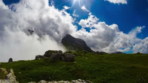 4K UHD timelapse_cloudy sky above Gran Sasso mountain in Italy Stock Footage 165407353
