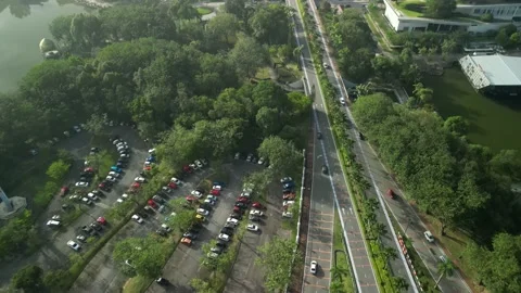 4K UHD Top down footage of traffic and car park in shah alam city Stock Footage 226306550