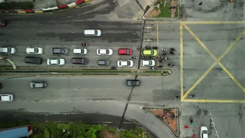 4K UHD top down footage at road junction Stock Footage 226893391