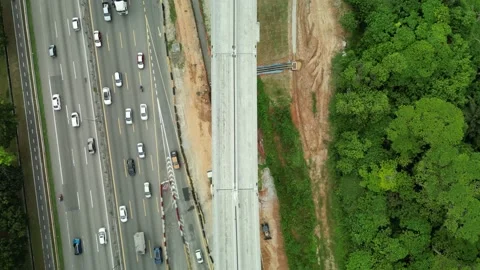 4K UHD Top Down LRT Construction Stock Footage 226130477