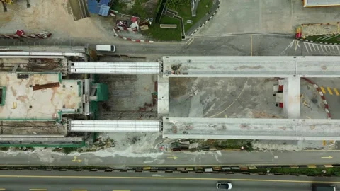 4K UHD Top down LRT Station construction Stock Footage 226130540
