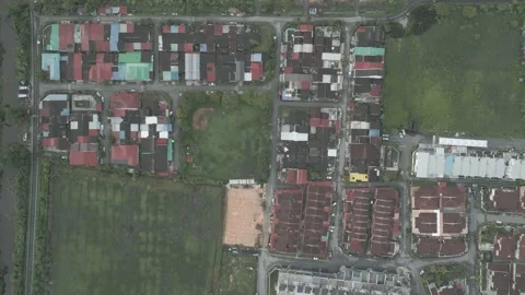 4K UHD top down typical house in small town Stock Footage 227506141