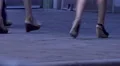 4K UHD tracking shot sexy legs summer heeled sandal shoes walking women 4k or 4k+ Resolution