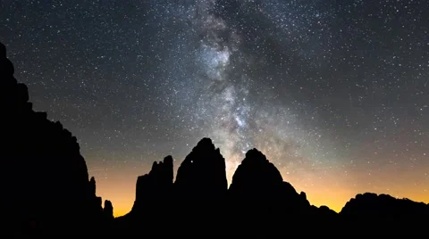 4k UHD tre cime de lavaredo milky way close pan 11539 Stock Footage 42897772