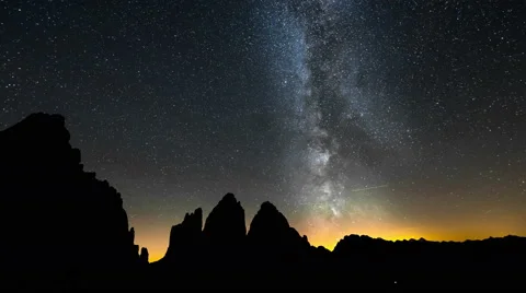 4k UHD tre cime de lavaredo milky way wide static 11558 Stock Footage 43197930