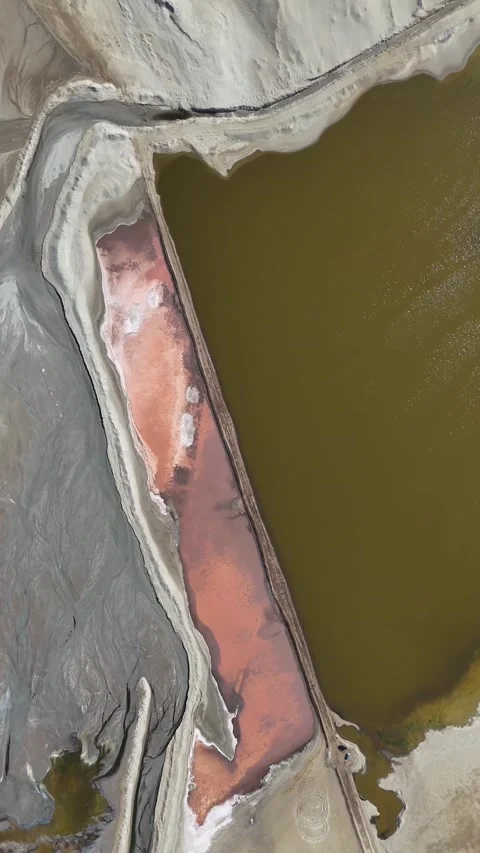 4K | UHD Vertical. Desert Pink Salt Lake / Paracas, Peru Video stock 328032730
