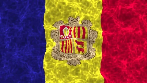 4K UHD Video of realistic wavy Andorra flag over water background Stock Footage 97202316
