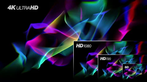 4K UHD vs HD1080 vs HD720 vs SD Resolution Comparison Chart - 60fps Version Stock Footage 332453775