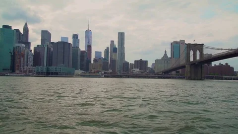 4k UHD Wide Daytime view of manhattan from Brooklyn Stockbeeldmateriaal 78126808