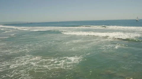 4K UHD Wide View of Waves in Sun Stock Footage 62358568