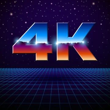 4k Ultra HD format logo with shiny chrome letters Stock Illustration