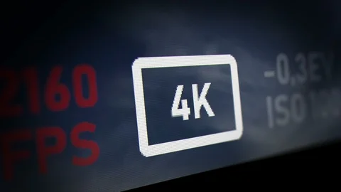 4k Ultra HD Label of Camera Interface on Monitor Screen Stock Footage 117453441